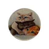 Glipet Desenli Çift Taraflı Kedi Tırmalama Paspası, Yuvarlak, 36x36 cm, Sarı