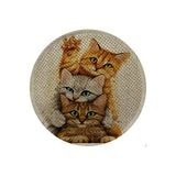 Glipet Desenli Çift Taraflı Kedi Tırmalama Paspası, Yuvarlak, 36x36 cm, Üç Kedi