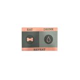 Glipet Kedi Mama ve Su Kabı Paspası 60x45 cm, Eat Drink Repeat, Pembe-Yeşil