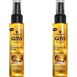 Gliss 2 x 100 ml Ultimate Oil Elixir Bakım Serumu Yıpranmış Saçlar için Argan Yağlı Onarıcı