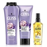 Gliss 250 ml Blonde Perfector Mor Şampuan + 200 ml Mor Maske + 75 ml Ultimate Oil Elixir Yağ İksiri