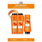Gliss 2x500 ml Sun Protect Şampuan + 360 ml Saç Kremi