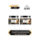 Gliss 4'ü 1 Arada Onarıcı & Yeniden Yapılandırıcı Saç Bakım Maskesi Ultimate Repair 2 x 400 ML