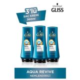 Gliss Aqua Revive Hyaluron ve Deniz Yosunu Özlü Nemlendirici 3x360 ml Saç Kremi