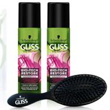 Gliss Bio-Tech 2x200 ml Sıvı Saç Kremi + Saç Fırçası