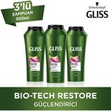 Gliss Bio-Tech Besleyici ve Onarıcı Şampuan - Yıpranmış Saçlar İçin Kök Hücre Kompleksi ve Gül Suyu, 500 ml x 3 Adet