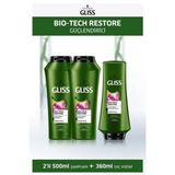 Gliss Bio-Tech Restore Güçlendirici 2x500 ml Şampuan + 360 ml Saç Bakım Kremi