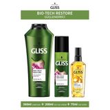 Gliss Bio-Tech Restore Güçlendirici Şampuan 360 ml + Sıvı Saç Kremi 200 ml + Oil Elixir Yağ İksiri 75 ml Set