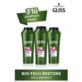 Gliss Bio-Tech Restore Güçlendirici Şampuan - Kök Hücre Kompleksi Ve Gül Suyu Ile 500 Ml X 3 Adet