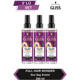 Gliss Full Hair Wonder Dökülme Karşıtı 3x200 ml Sıvı Saç Kremi