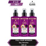 Gliss Full Hair Wonder Dökülme Karşıtı Sıvı Saç Bakım Serumu 100 Ml X 3 Adet set-hnkl-5220-6362