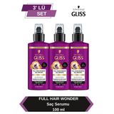 Gliss Full Hair Wonder Dökülme Karşıtı Sıvı Saç Bakım Serumu 100 ml x 3 Adet