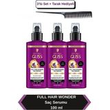 Gliss Full Hair Wonder Sıvı Saç Bakım Serumu 100 ml x3 Adet + Tarak Hediyeli