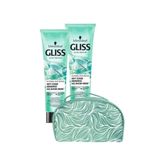 Gliss Nutribalance Arındırıcı Saç Bakım Kremi, 150 ml x 2 Adet, Makyaj Çantası Hediyeli Set