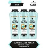 Gliss Nutribalance Repair 3x400 ml Saç Dökülmesine Karşı Şampuan