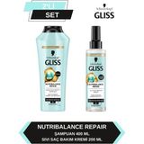 Gliss Nutribalance Repair Saç Dökülmesine Karşı Şampuan 400 ml ve Durulanmayan Sıvı Saç Kremi 200 ml