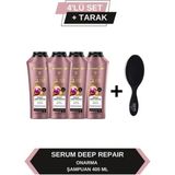 Gliss Serum Deep Repair Onarıcı Şampuan 400 ml x 4 Adet+Tarak