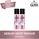 Gliss Serum Deep Repair Onarıcı Sıvı Saç Kremi 200 ml x 2 Yıpranmış Saçlar İçin Derinlemesine Bakım