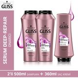 Gliss Serum Deep Repair Şampuan 500 Ml X 2 Adet + Saç Kremi 360 Ml