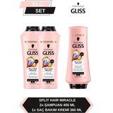 Gliss Split Hair Miracle 2x400 ml Şampuan+Split Hair Miracle 360 ml Saç Kremi