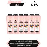 Gliss Split Hair Miracle 400 ml x 6 Adet Kırık Saç Uçları İçin Besleyici Krem Şampuan Kokusuz