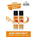 Gliss Sun Protect Güneşe Karşı Koruyucu Durulanmayan Sıvı Saç Kremi, 200 ml, 2'li Set