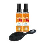 Gliss Sun Protect Koruyucu 2x100 ml Saç Bakım Spreyi + Saç Fırçası