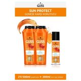 Gliss Sun Protect Şampuan 500 ml x 2 Adet + Sıvı Saç Kremi 200 ml, Kadın Saç Bakım Seti