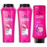 Gliss Supreme Length 2x360 ml Şampuan + 360 ml Saç Kremi