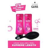 Gliss Supreme Length Saç Kremi, 360 ml x 2 Adet + Saç Fırçası