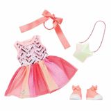 Glitter Girls 14 inç Bebek Kıyafetleri - Pullu Parti Elbisesi - Pembe Yüksek Üst ve Yıldız Cüzdan - Elastik Saç Kurdelesi - 3 Yaş + - Starlight Delight