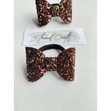 Glitter Payet Parlak Fiyonk 2’li Lastik Toka - Standart - Kahve