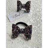 Glitter Payet Parlak Fiyonk 2’li Lastik Toka - Standart - Siyah - Beyaz - Gri