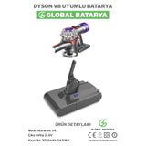 GLOBAL BATARYA DYSÖN V8 Uyumlu Dikey Süpürge Bataryası 3000mAh 21.6V Li-ion Pil