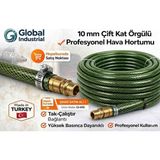 Global Industrial 30 Metre 10 mm Çift Kat Örgülü Hava Hortumu | Tek Uç Takılı | Kompresör Uyumlu | Dayanıklı