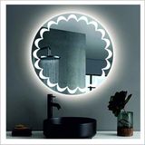 Global Led Mirror 50 cm Beyaz Ledli Tasarım Kumlamalı Banyo Aynası Makyaj Aynası Işıklı Ayna