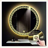 Global Led Mirror 55 cm Günışığı Ledli Tasarım Kumlamalı Dokunmatik Tuşlu Banyo Aynası Makyaj Aynası Işıklı Ayna