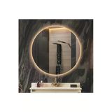 Global Led Mırror 60 Cm Yuvarlak Ledli Ayna Antrasit Dresuar Hol Koridor Duvar Salon Banyo Wc Ofis