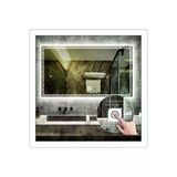 GLOBAL LED MIRROR 60x80 Cm Beyaz Ledli Tasarım Kumlamalı Dokunmatik Tuşlu Banyo Aynası Makyaj Aynası Işıklı Ayna