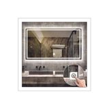 GLOBAL LED MIRROR 60x80 Cm Dokunmatik Tuşlu Beyaz Ledli Kumlamalı Banyo Aynası Makyaj Aynası Işıklı Ayna Ledli Ayna
