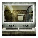 Global Led Mirror 65X90 cm Beyaz Ledli Tasarım Kumlamalı Banyo Aynası Makyaj Aynası Işıklı Ayna