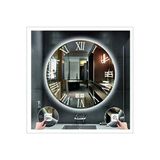 Global Led Mirror 70 cm Beyaz Ledli Tasarım Kumlamalı Dokunmatik Tuşlu Buğu Önleyicili Banyo Aynası Makyaj Aynası