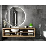 Global Led Mirror 70 cm Çapında Beyaz Ledli Banyo Aynası Konsol Makyaj Aynası 70 cm Düz