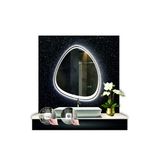 GLOBAL LED MIRROR 70 cm Çapında Buğu Çözücülü Dokunmatik Ledli Kumlamalı Asimetrik Banyo Aynası Dekoratif Led Işıklı