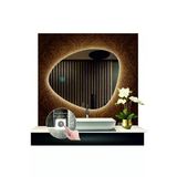 Global Led Mırror 70 Cm Çapında Dokunmatik Ledli Asimetrik Banyo Aynası Dekoratif Makyaj Aynası Ledli Yatay Ayna