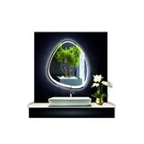 Global Led Mırror 70 Cm Çapında Led Işıklı Kumlamalı Asimetrik Banyo Aynası Dekoratif Makyaj Aynası Ledli Dikey Ayna