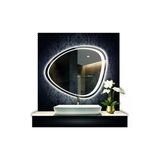 GLOBAL LED MIRROR 70 cm Çapında Led Işıklı Kumlamalı Asimetrik Banyo Aynası Dekoratif Makyaj Aynası Ledli Yatay Ayna
