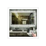 GLOBAL LED MIRROR 70x100 Cm Beyaz Ledli Tasarım Kumlamalı Dokunmatik Tuşlu Banyo Aynası Makyaj Aynası Işıklı Ayna