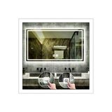 Global Led Mırror 70X100 Cm Beyaz Ledli Tasarım Kumlamalı Dokunmatik Tuşlu Buğu Önleyicili Banyo Aynası Makyaj Aynası