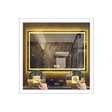 GLOBAL LED MIRROR 70x90 Cm Dokunmatik Tuşlu Buğu Önleyicili Günışığı Ledli Tasarım Kumlamalı Banyo Aynası